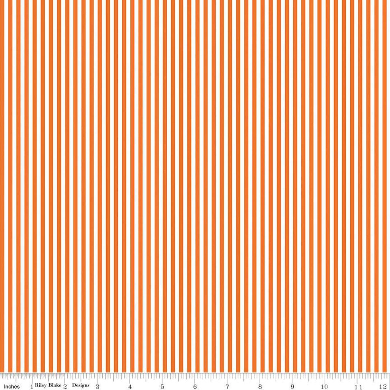Fabric Riley Blake Basics White/Orange 1/8" Stripes by the Quarter Yard C495-ORANGE
